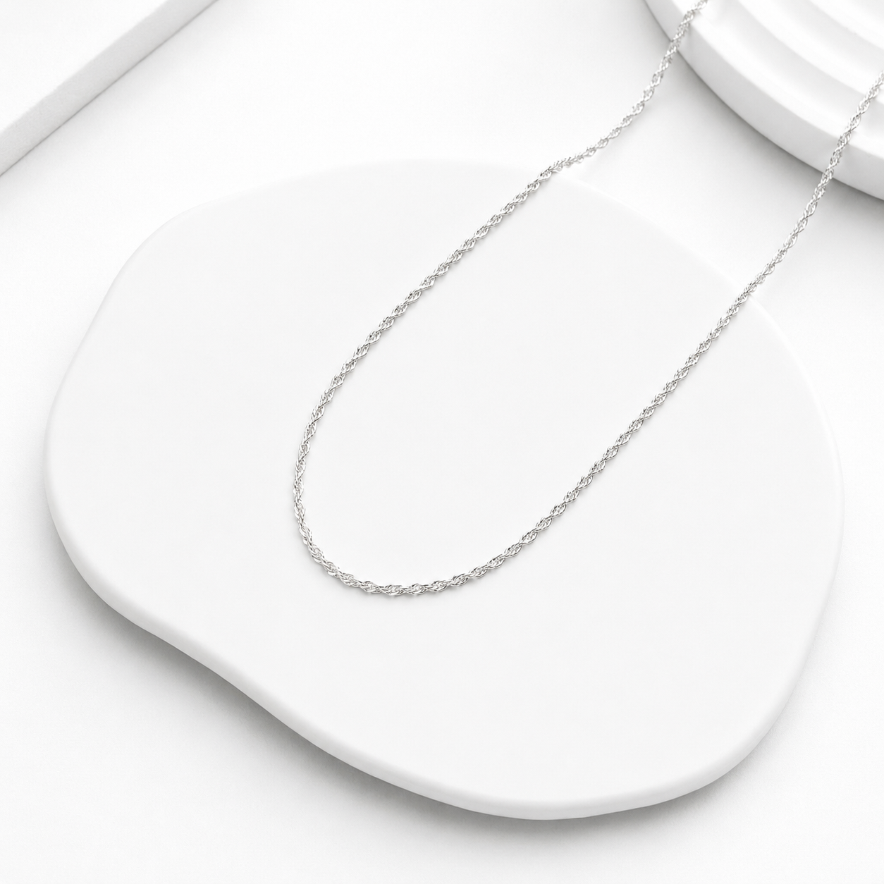 cadena turbilon plata fina 64 cm