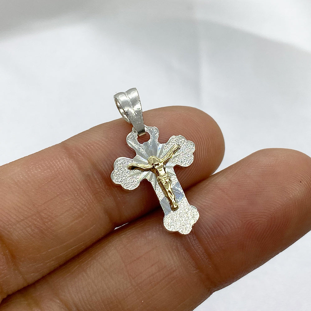 Colgante Cruz 17 mm. en Plata bicolor