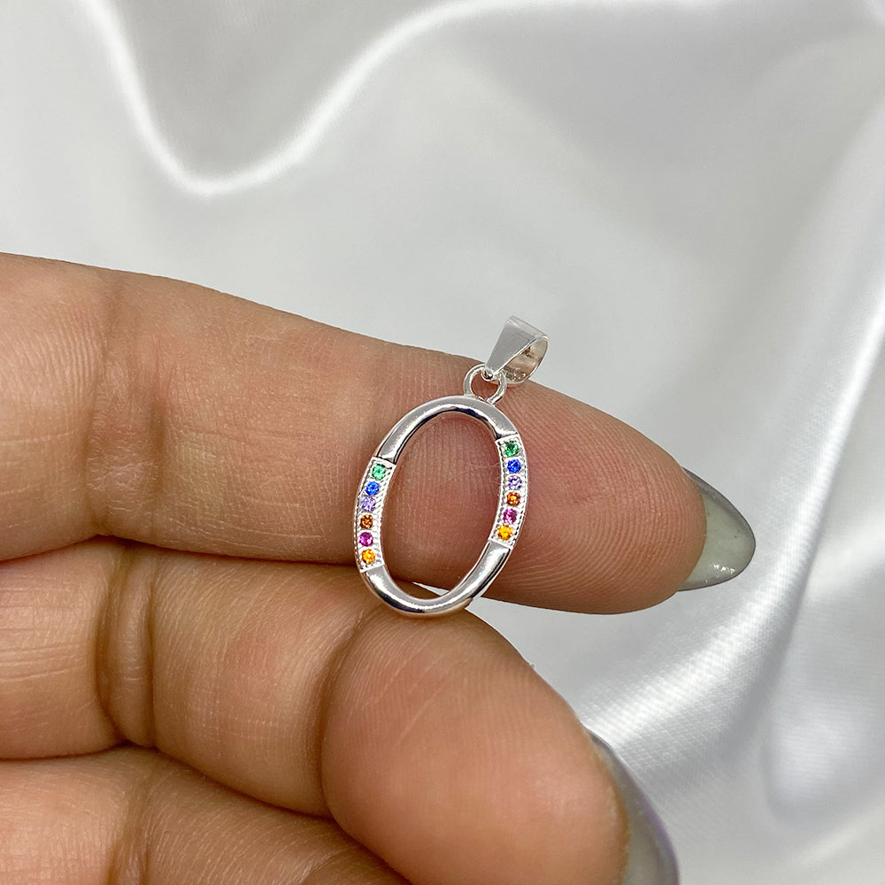 Rainbow Letter MNO Pendant in Silver