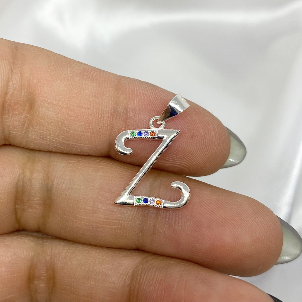 Colgante Letra Arcoíris V-W-X-Y-Z en Plata