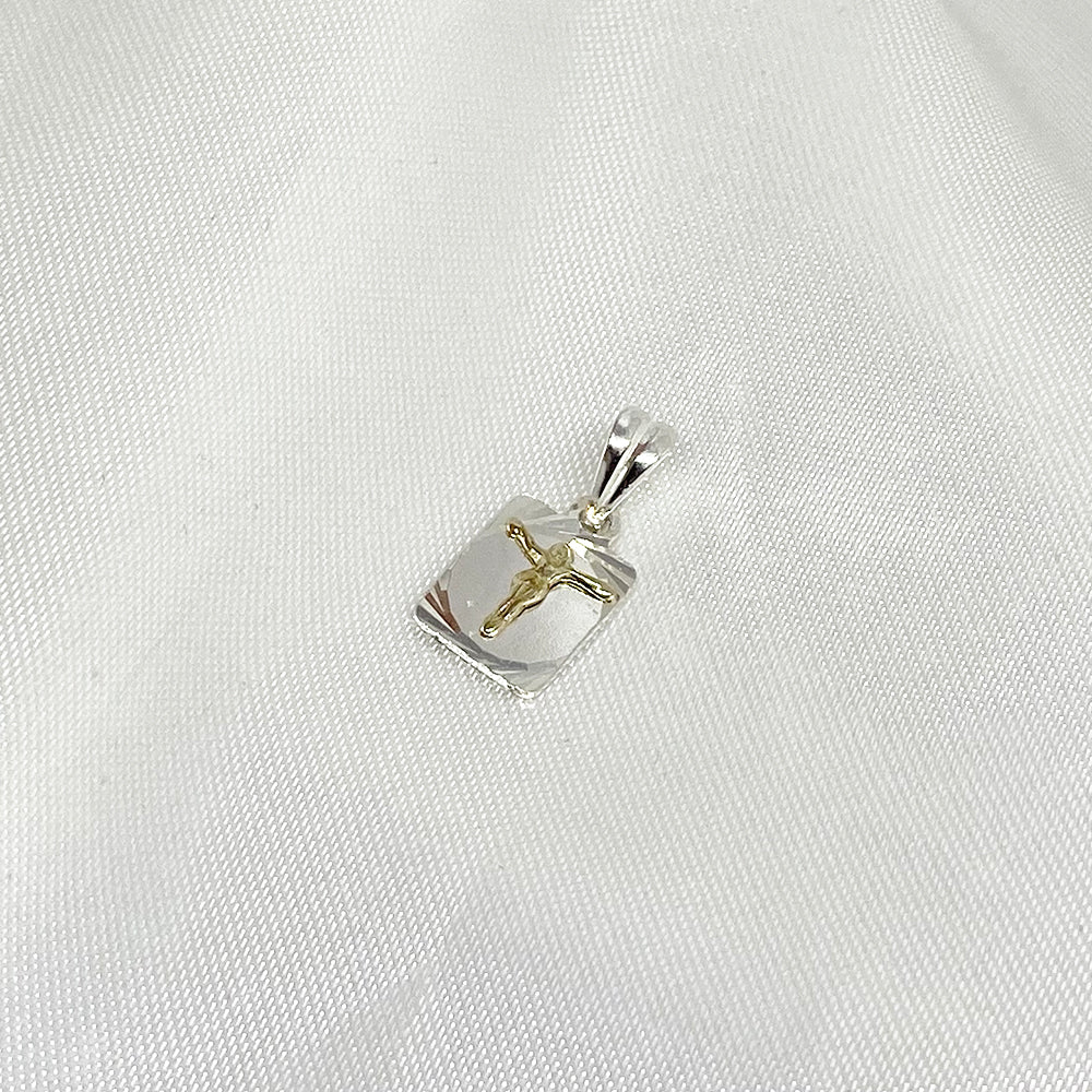 Colgante cruz 15 mm en Plata y Oro