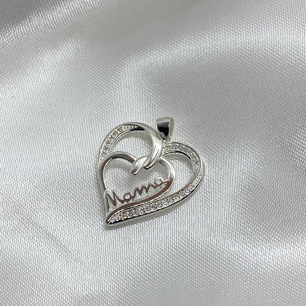 Pendant Mom two Hearts Silver