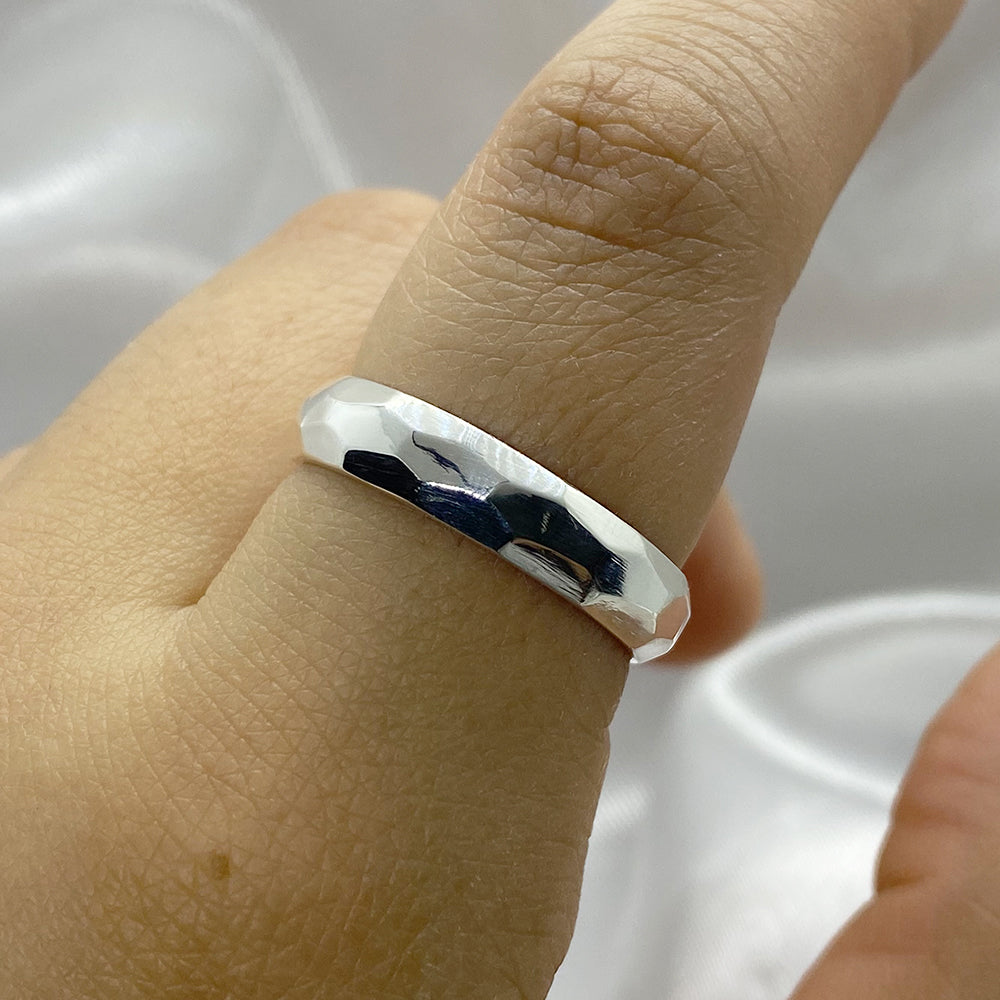 Pair of 980 Silver Rings | Geometric 5.5mm.