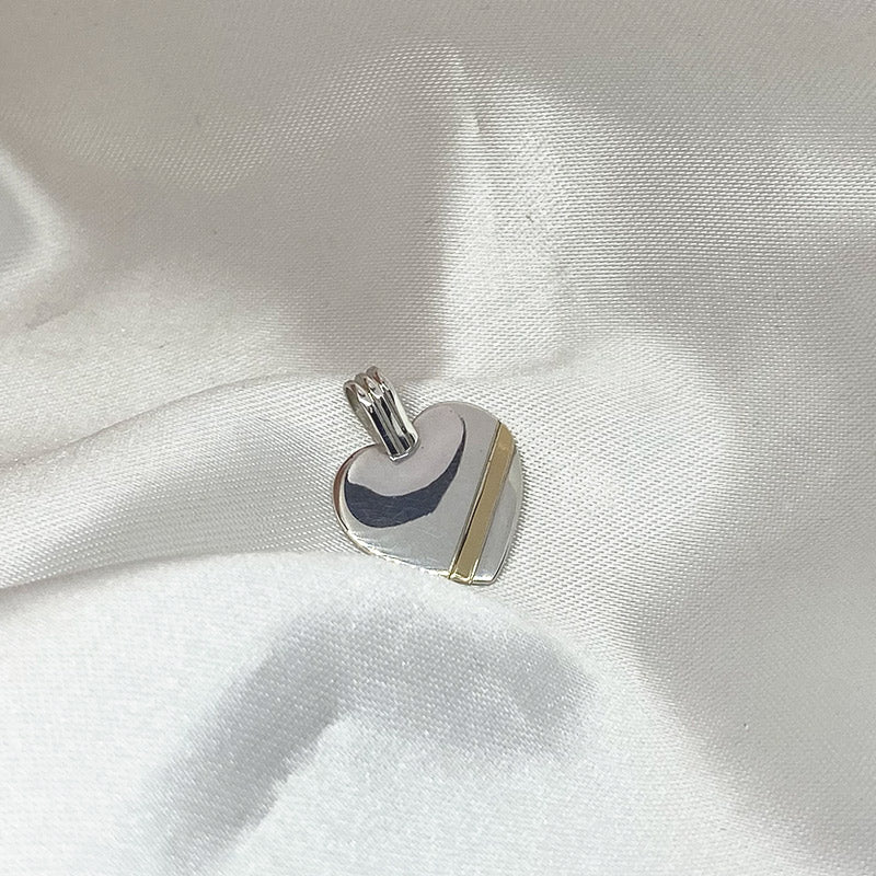 placa corazón de plata y oro 18kilates barato