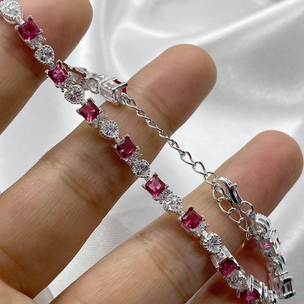 Pulsera rubies en Plata 950 | Joyería Artesanal Reyes