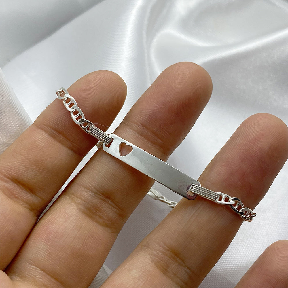 Pulsera Corazón Calado en Plata Fina | Joyería diseño propio