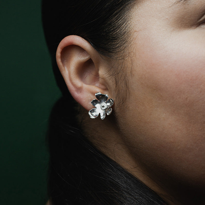 Aros Flor de Calafate en Plata