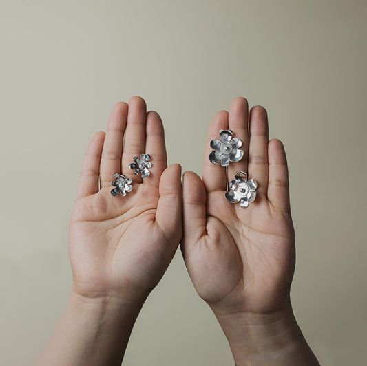 Aros Flor de Calafate en Plata