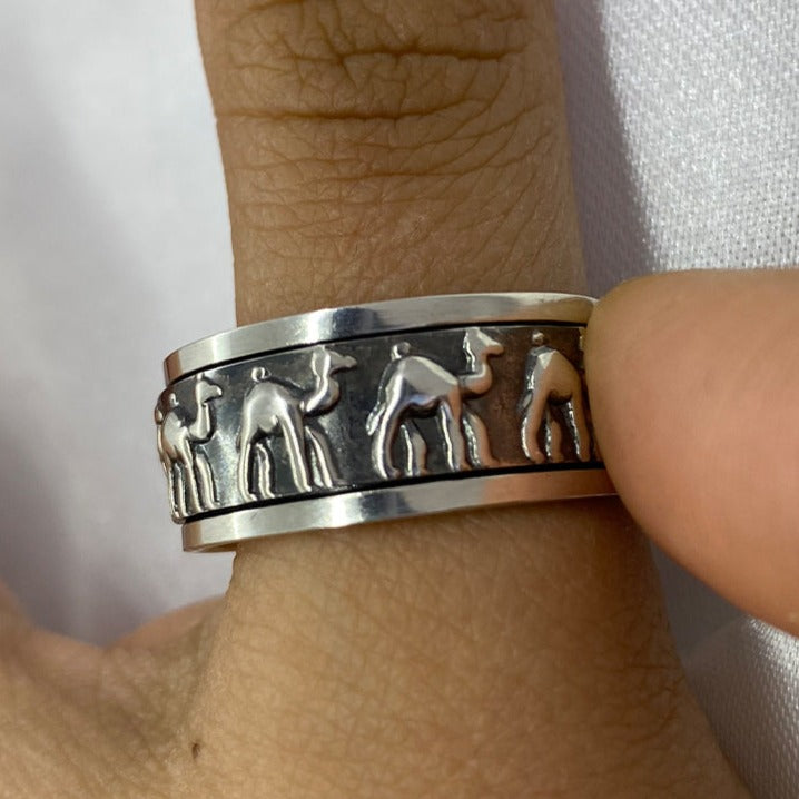 anillo camellos antiestrés en plata