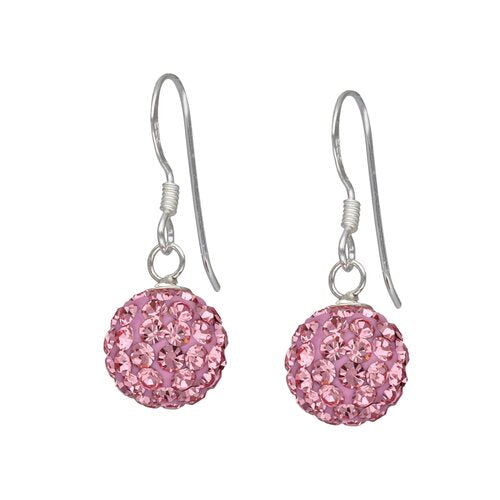 Aros Cristales Rosa 10mm. en Plata