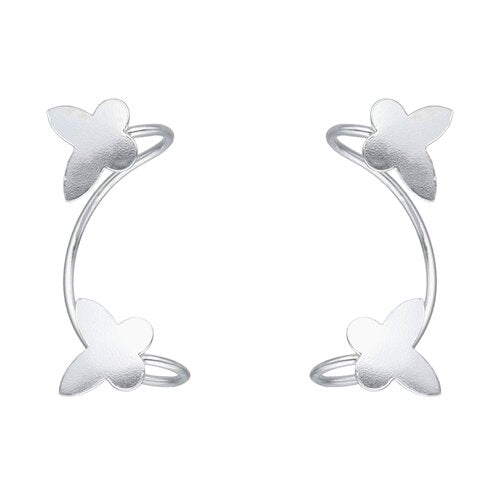 aros ear cuff de plata mdelo mariposas para mujer orejas modernas y jóvenes