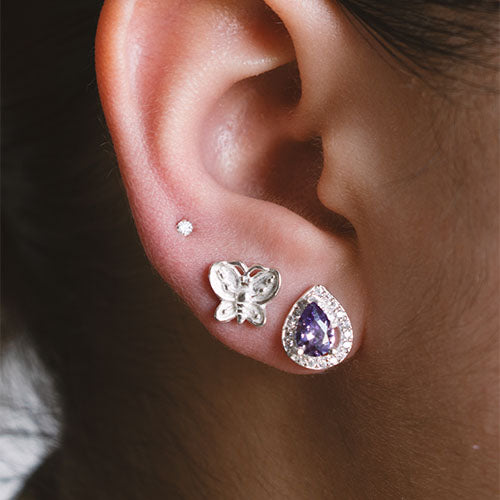 Aros Mariposas en Plata