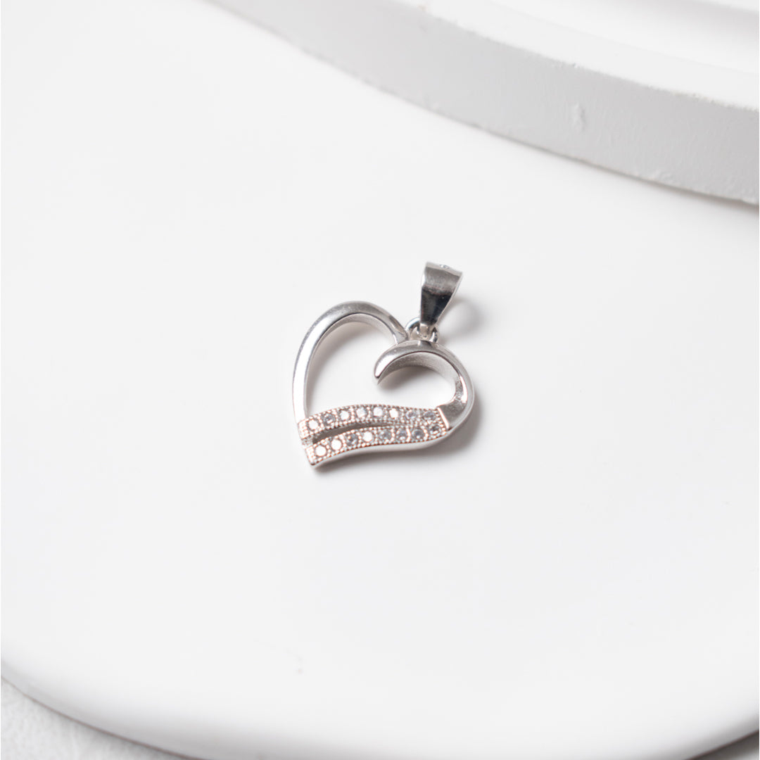 colgante corazon microcircones en plata