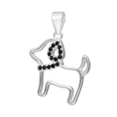 colgante de perrita con micro onix en plata