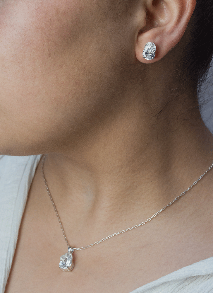 Conjunto Circones Ovalados Plata Fina