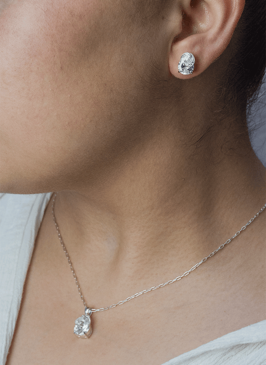 Conjunto Circones Ovalados Plata Fina