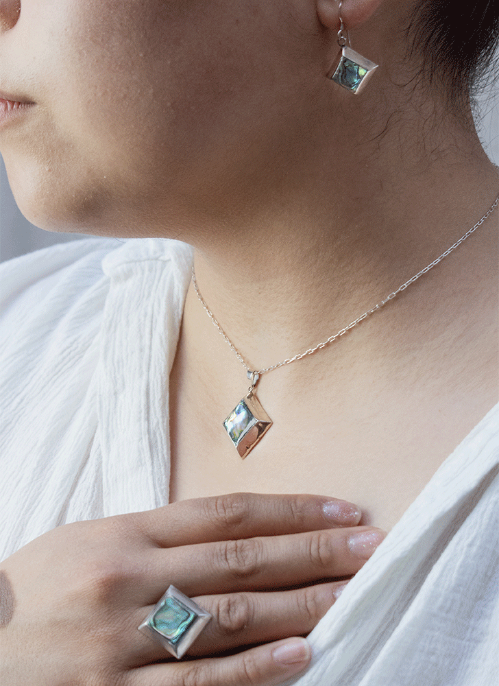 Conjunto Abalone Iridiscente Plata 925