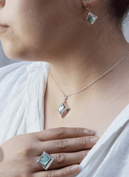 Conjunto Abalone Iridiscente Plata 925