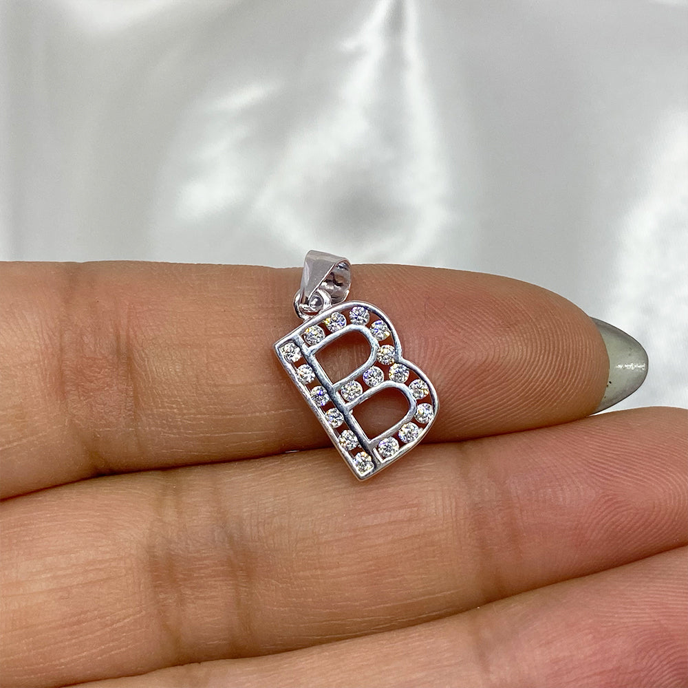 Zirconia ABC Letter Pendant in Silver