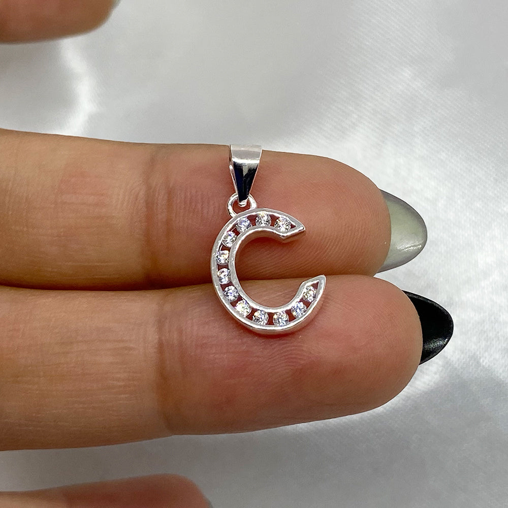 Zirconia ABC Letter Pendant in Silver