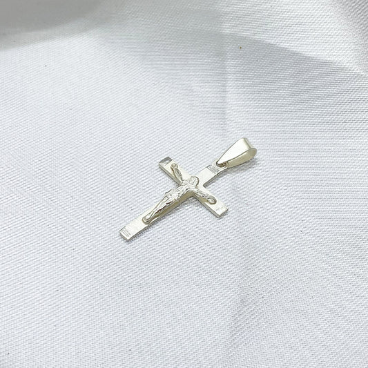 Colgante Cruz Cristo satinada N1-N2 en Plata