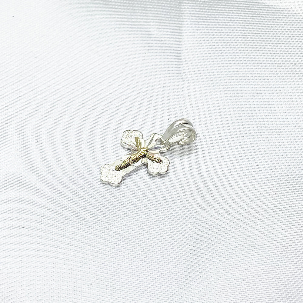 Silver and Gold Cross Pendant 25mm.