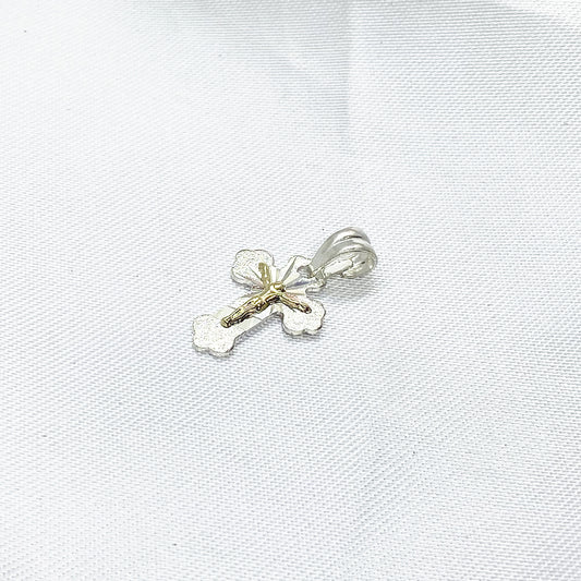Colgante Cruz 17 mm. en Plata  bicolor