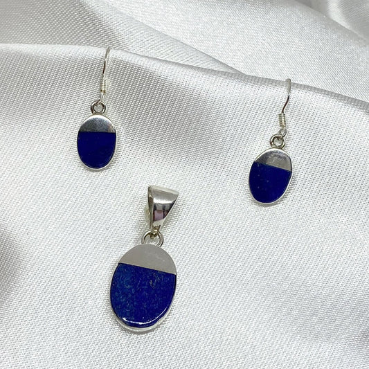 conjunto de plata y lapizlázuli curativa