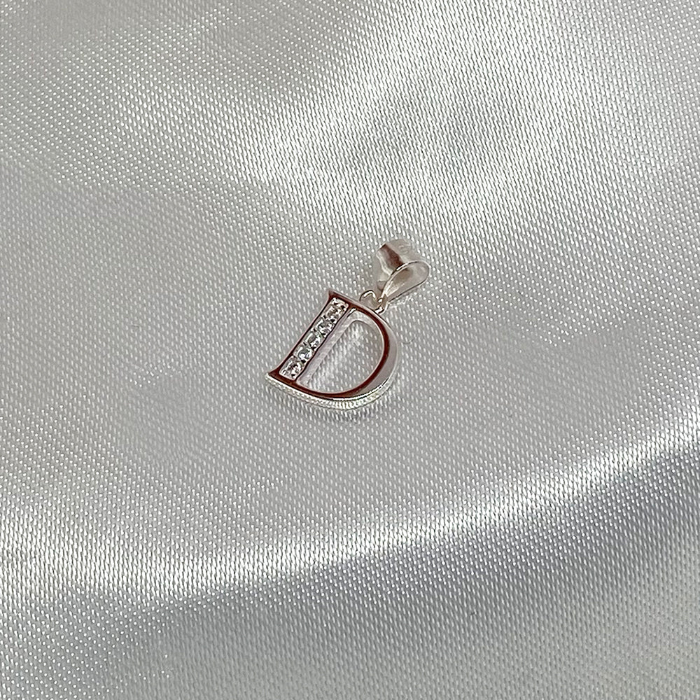 Zircon Letter Pendant DEF in Silver