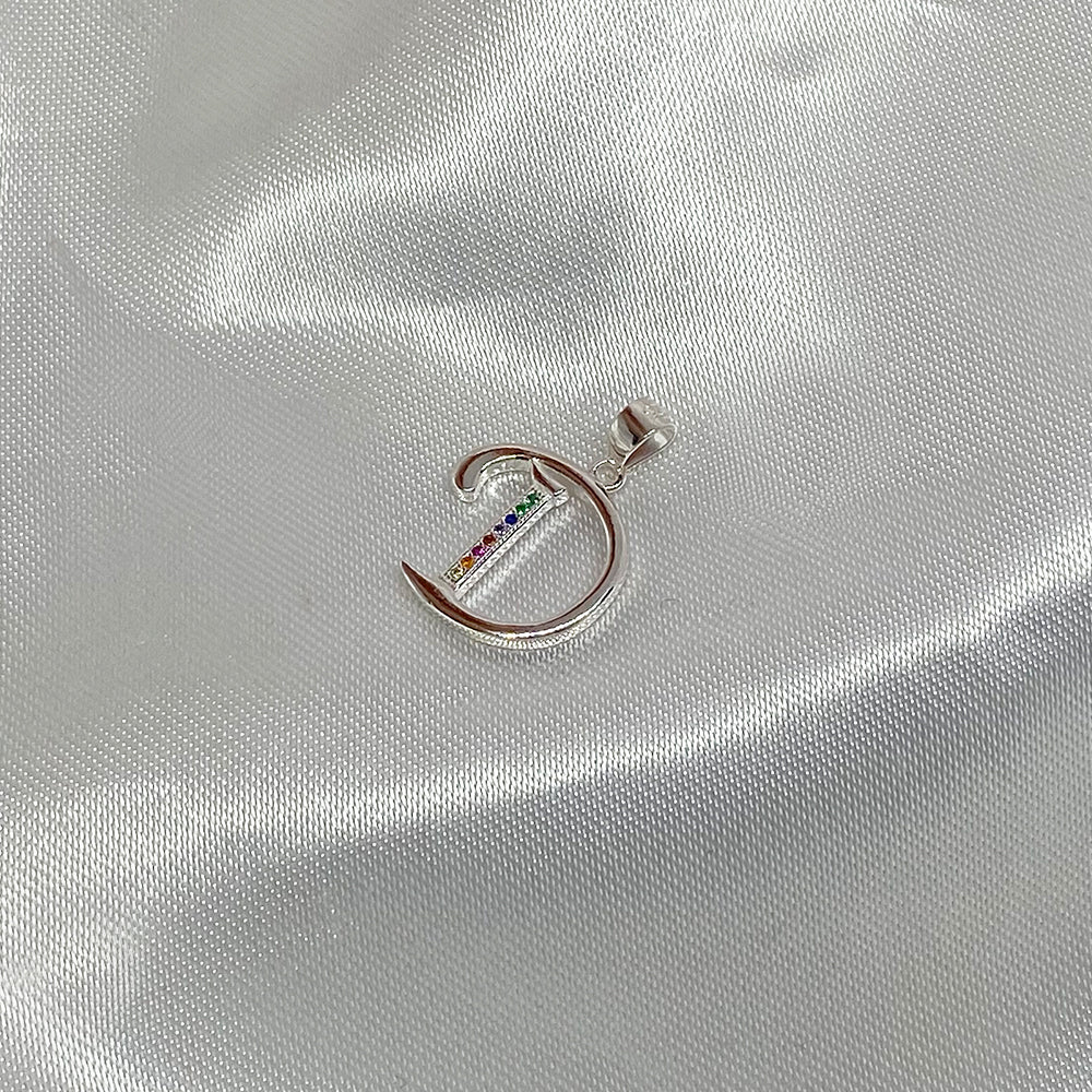 Colgante Letra Arcoíris D-E-F en Plata