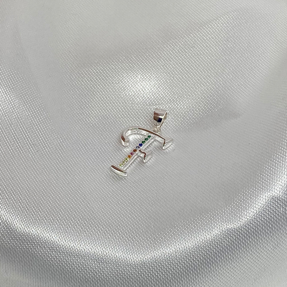 Colgante Letra Arcoíris D-E-F en Plata