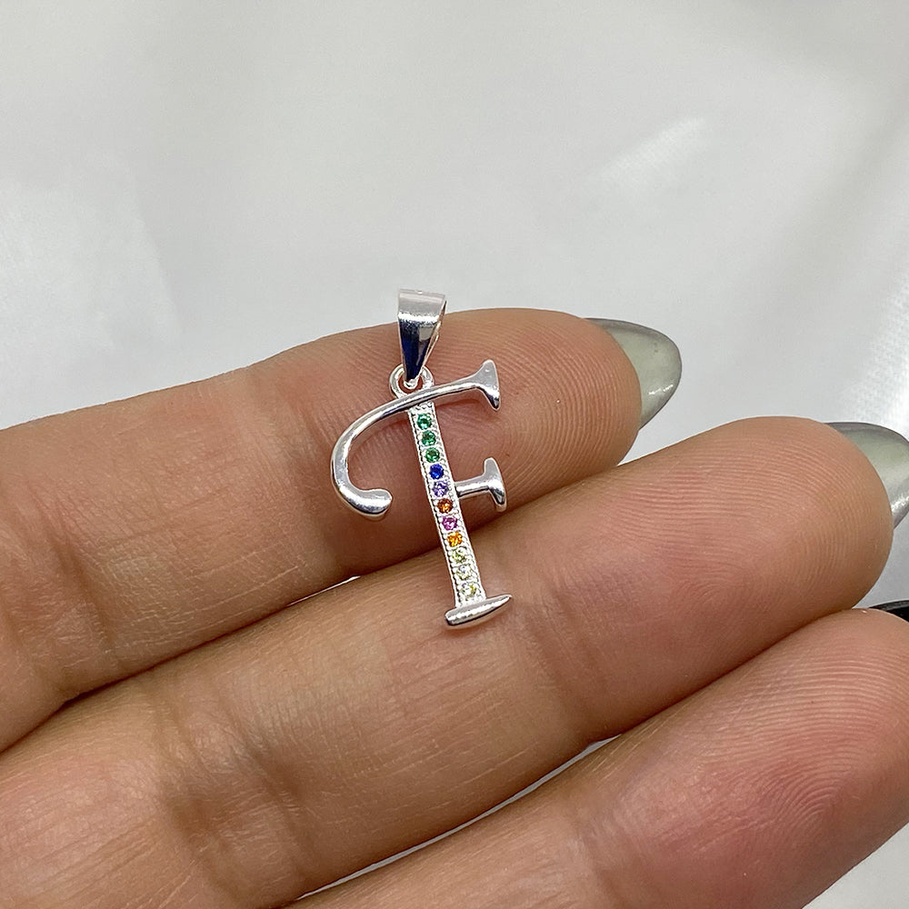 Colgante Letra Arcoíris D-E-F en Plata