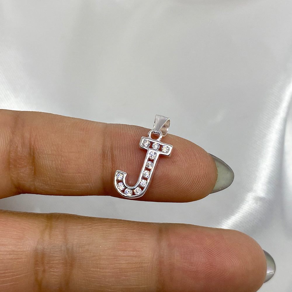 Pendant Letter Zircons JKL in Silver