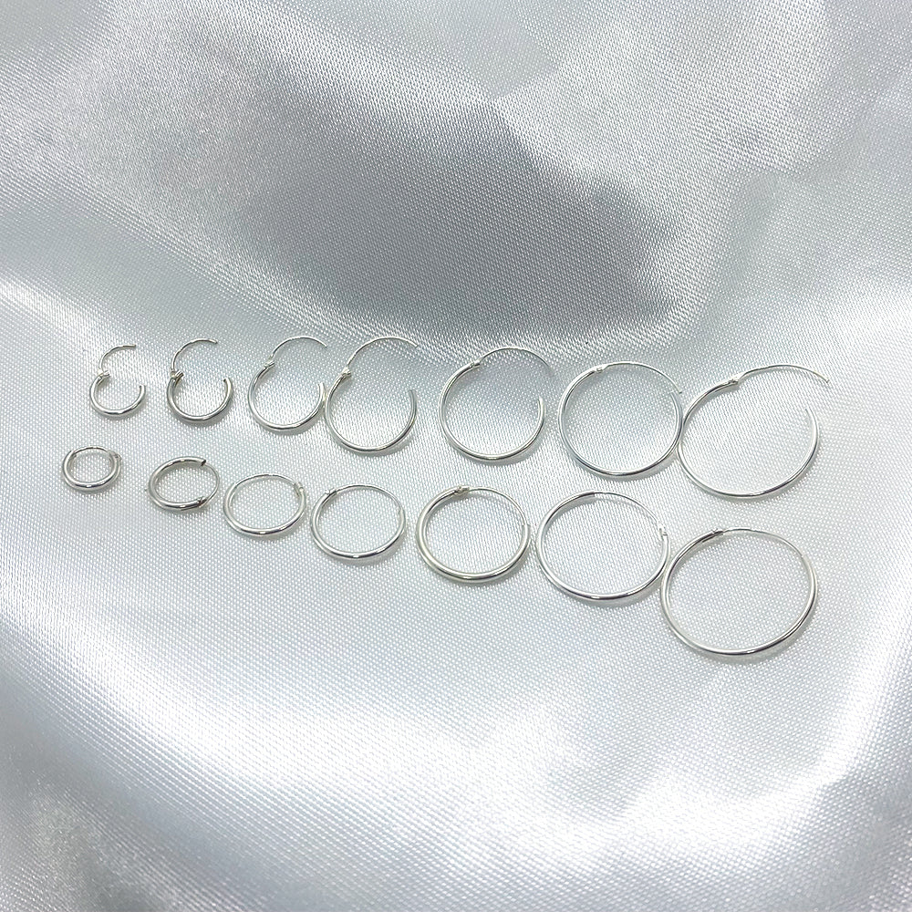 Silver Ring Hoops 8mm to 20mm.