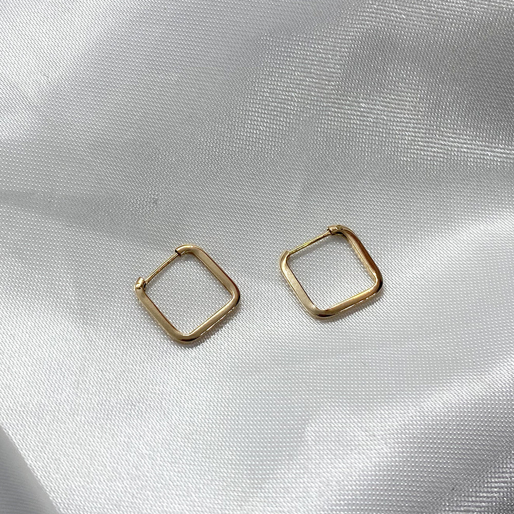 aros de oro cuadrados mujer 18kilates