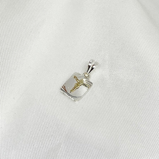 Colgante cruz 15 mm en Plata bicolor