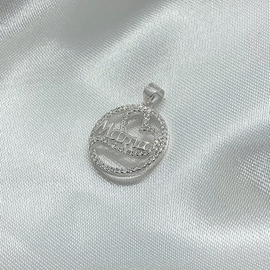 Silver Heart Mom Pendant
