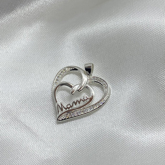 Pendant Mom two Hearts Silver