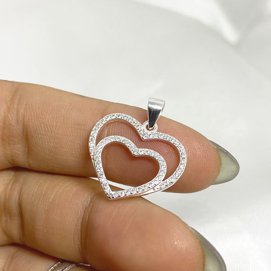 Silver Double Heart Pendant
