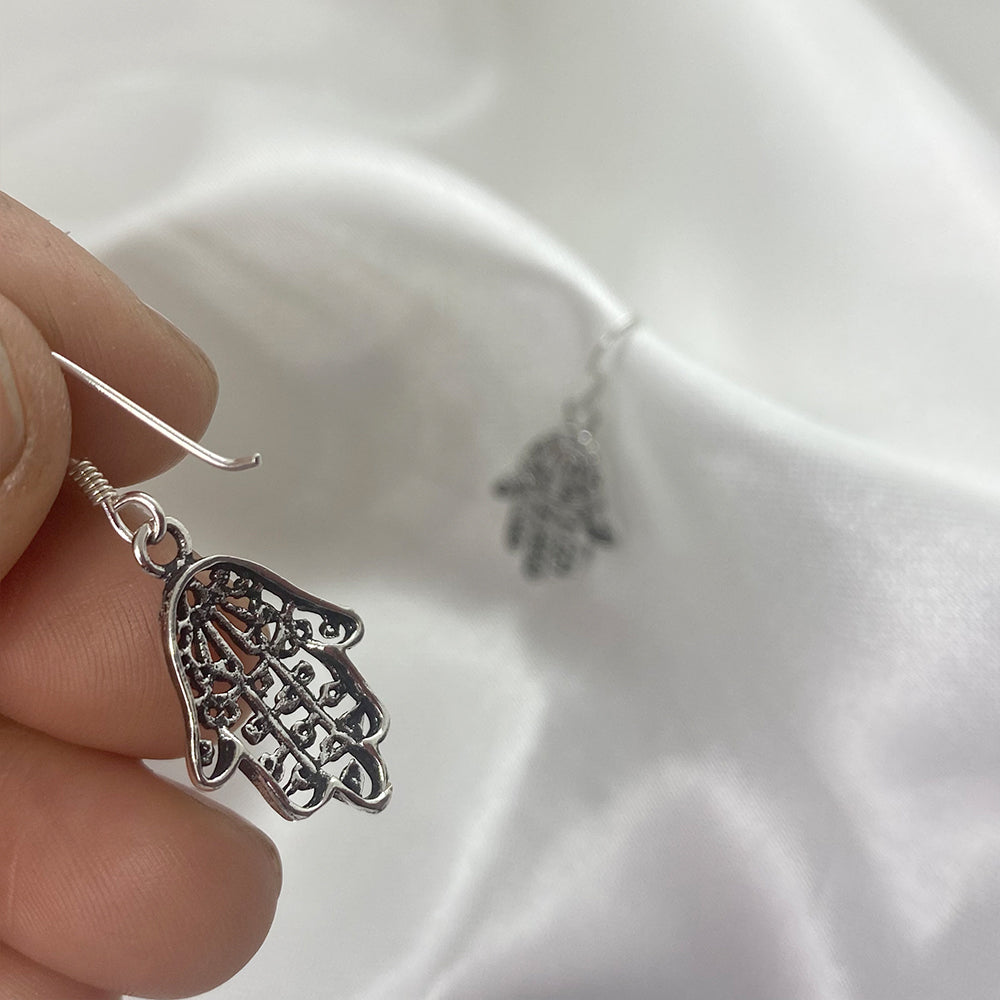 Hand of Fatima earrings in Silver