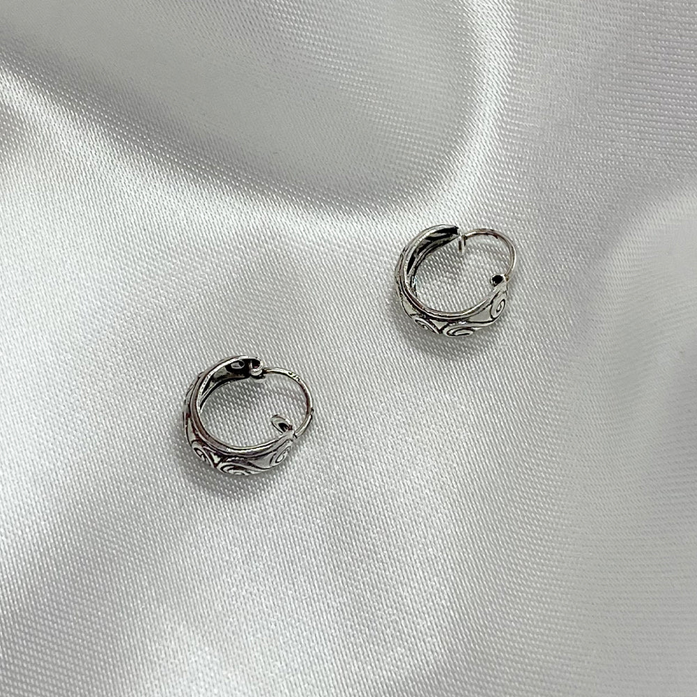 Silver Spiral Hoops