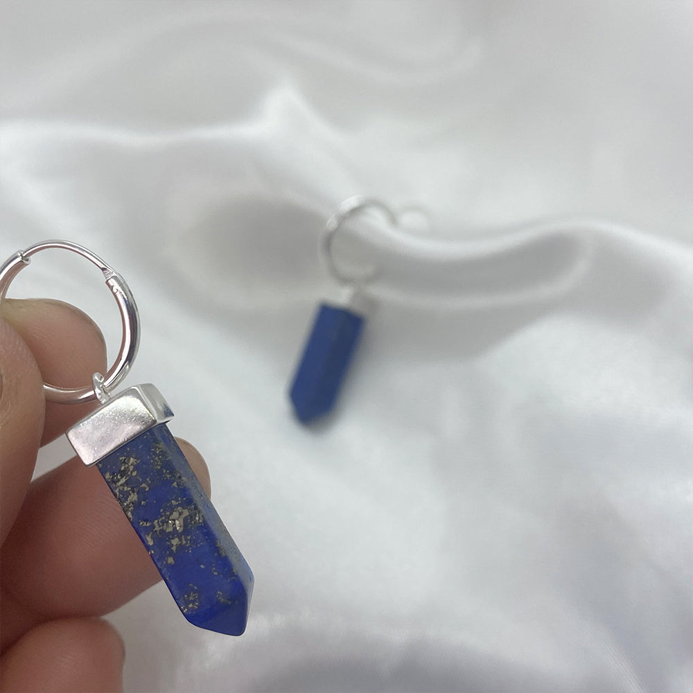 Hoop earrings 15mm. and lapis lazuli Silver