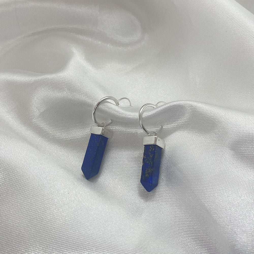 Hoop earrings 15mm. and lapis lazuli Silver