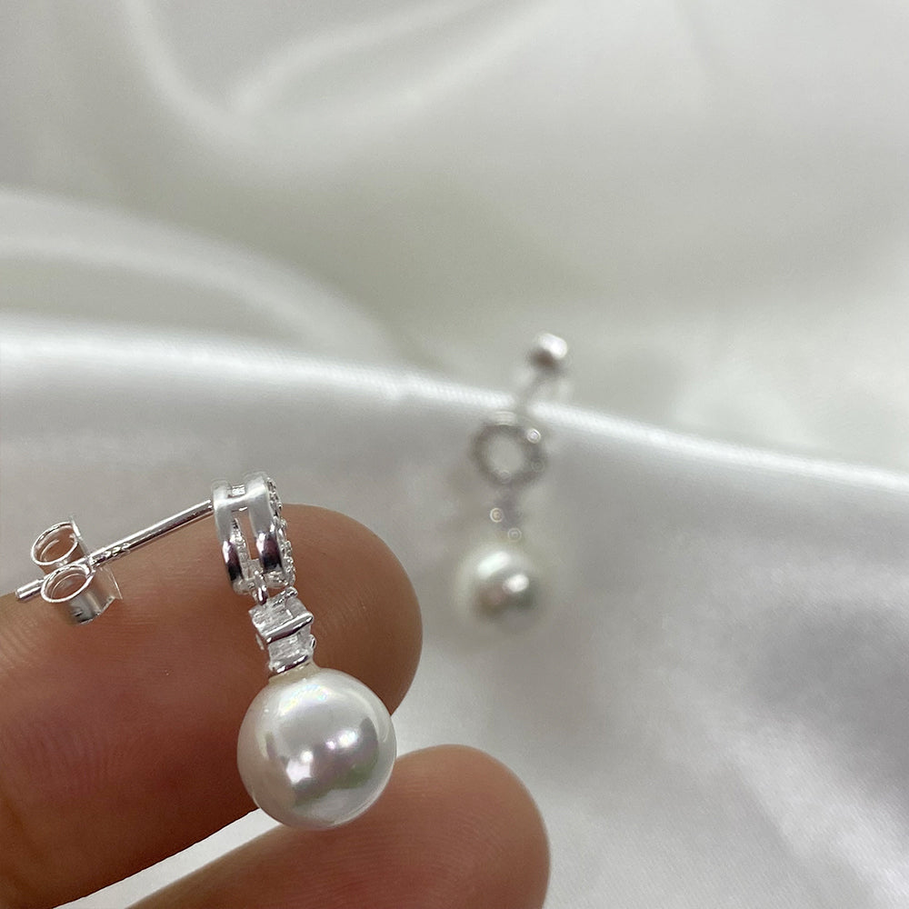 Pearl and Zircons Hoops
