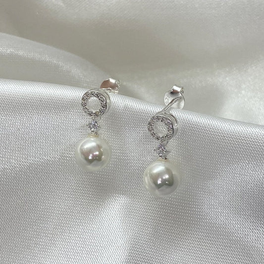 Pearl and Zircons Hoops
