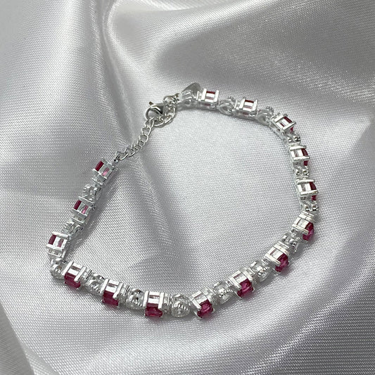 Pulsera rubies en Plata 950 | Joyería Artesanal Reyes