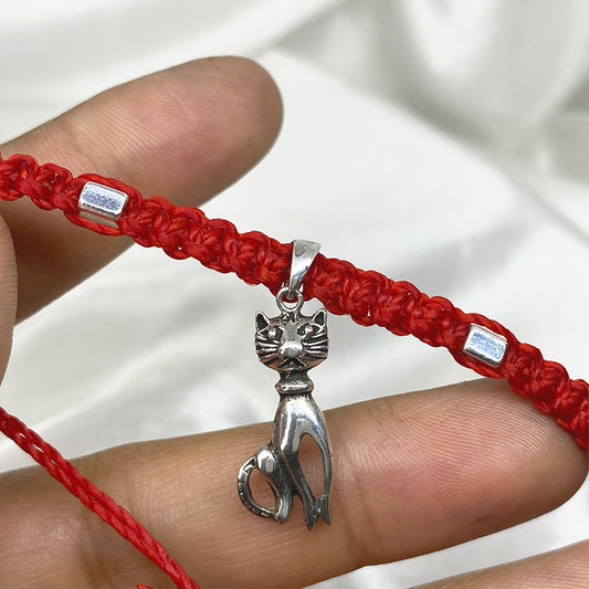 Pulsera Gatos en Macramé y Plata