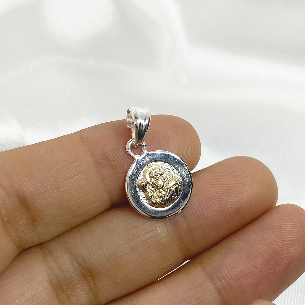 Saint Benedict Pendant Silver with Gold 11mm.