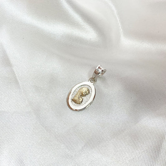 Virgin Girl Pendant Silver with Gold 18mm.